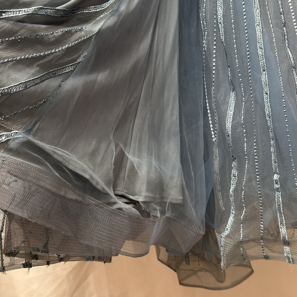 Elegant Blue Gray Evening Gown - Picture 8 of 9
